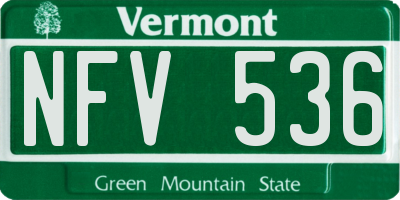 VT license plate NFV536