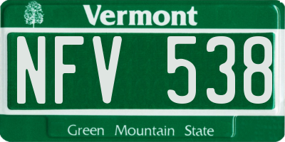 VT license plate NFV538
