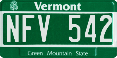VT license plate NFV542