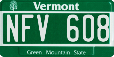 VT license plate NFV608