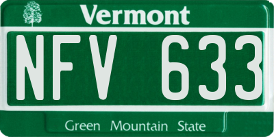 VT license plate NFV633