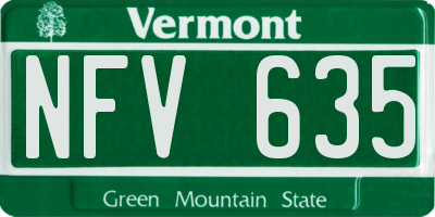 VT license plate NFV635
