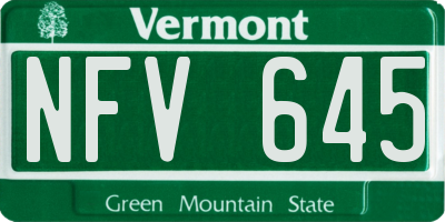 VT license plate NFV645