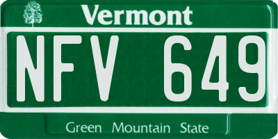 VT license plate NFV649