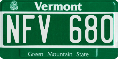 VT license plate NFV680