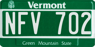 VT license plate NFV702