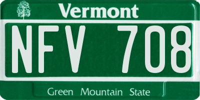 VT license plate NFV708