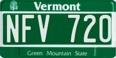 VT license plate NFV720