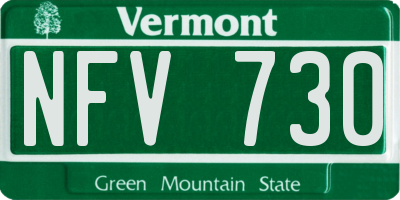VT license plate NFV730