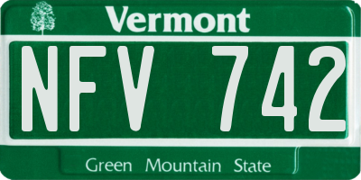 VT license plate NFV742