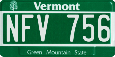 VT license plate NFV756