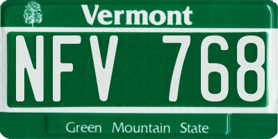 VT license plate NFV768