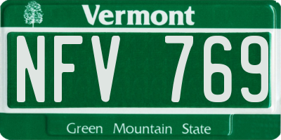 VT license plate NFV769