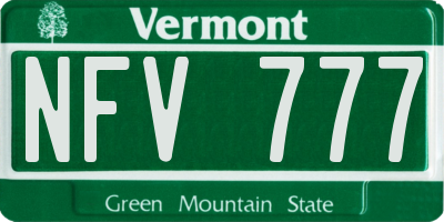 VT license plate NFV777