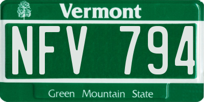 VT license plate NFV794
