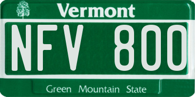 VT license plate NFV800