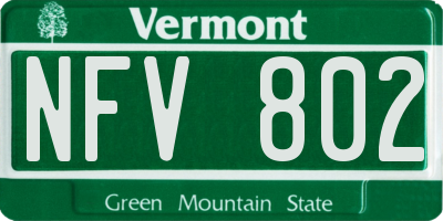VT license plate NFV802