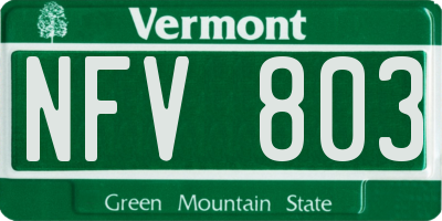 VT license plate NFV803
