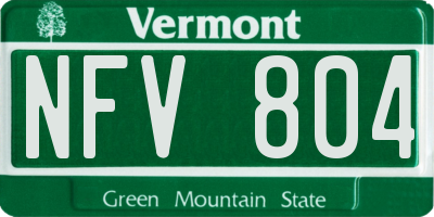 VT license plate NFV804