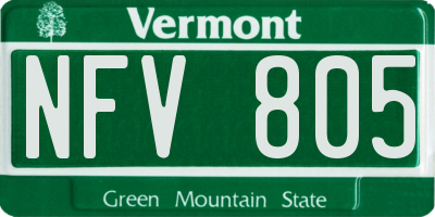 VT license plate NFV805