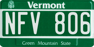 VT license plate NFV806