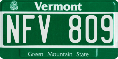VT license plate NFV809
