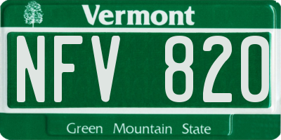 VT license plate NFV820
