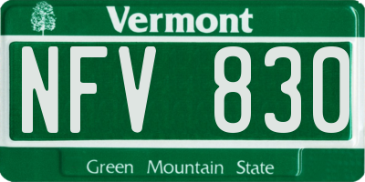 VT license plate NFV830