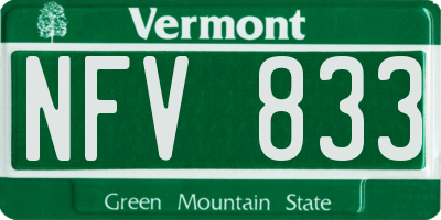 VT license plate NFV833