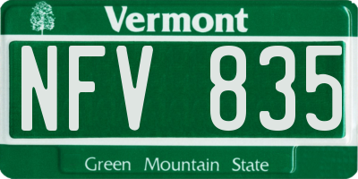VT license plate NFV835