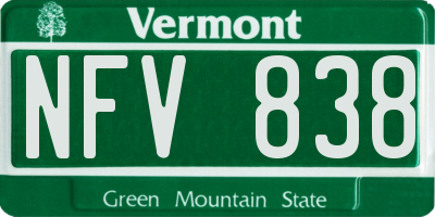 VT license plate NFV838
