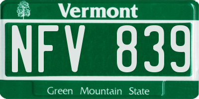 VT license plate NFV839