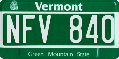 VT license plate NFV840