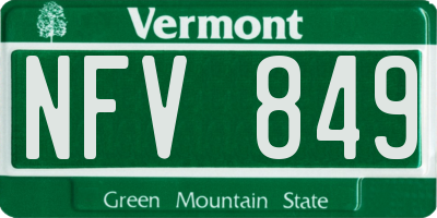 VT license plate NFV849