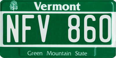 VT license plate NFV860