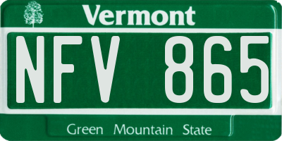 VT license plate NFV865