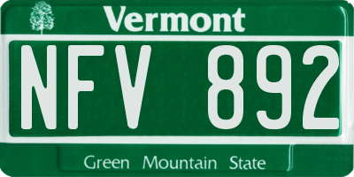 VT license plate NFV892
