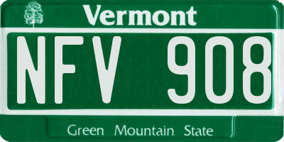 VT license plate NFV908