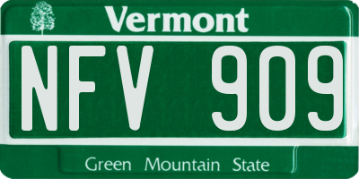 VT license plate NFV909