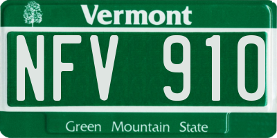 VT license plate NFV910