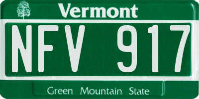 VT license plate NFV917