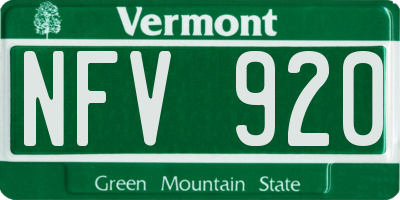 VT license plate NFV920