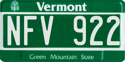 VT license plate NFV922