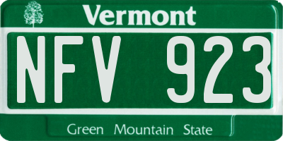 VT license plate NFV923