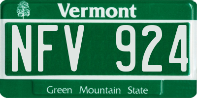 VT license plate NFV924