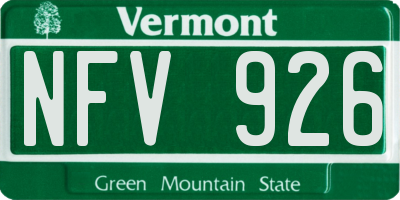 VT license plate NFV926