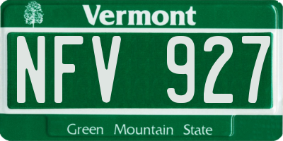 VT license plate NFV927