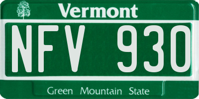 VT license plate NFV930