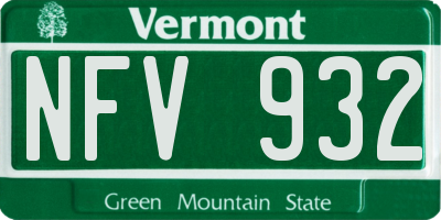 VT license plate NFV932