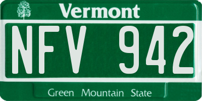 VT license plate NFV942